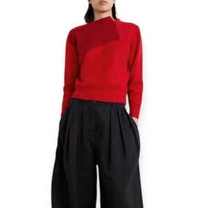 The Row 'Enid' Two-Tone Sweater in Scarlet